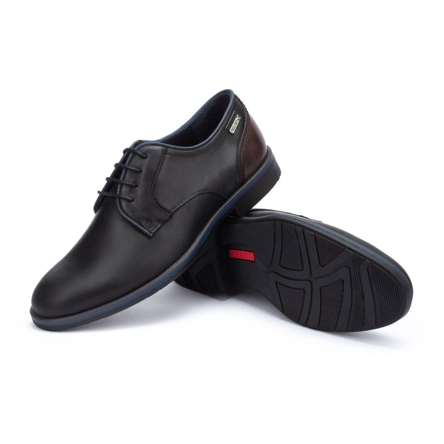 Men's Pikolinos LEON Lace Up Shoes Black | NZ U82A73Q